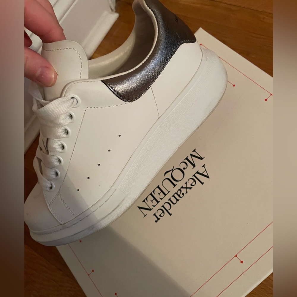 Alexander McQueen White Sneakers with Silver Detail